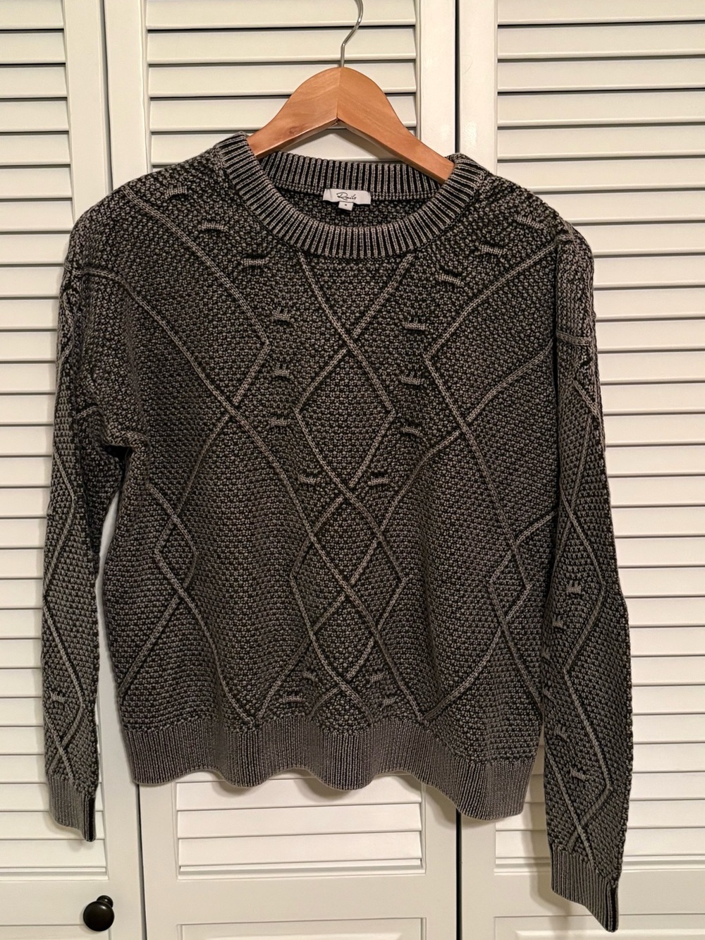 Rails Charcoal Gray Textured Cable Crewneck Sweater